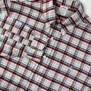 Brooks Brothers Button Down Shirt Men's L Blue Red Plaid Logo Casual Classic